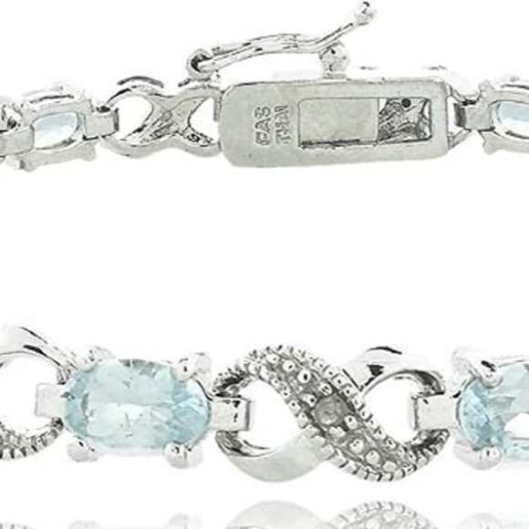 Blue Topaz and Diamond Accent Infinity Bracelet - Picture 4 of 9